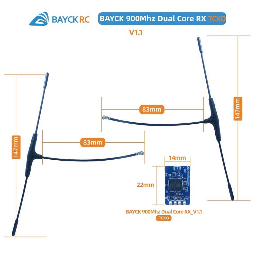 BAYCKRC 915MHz Dual Core RX ELRS 915 Diversity Receiver 