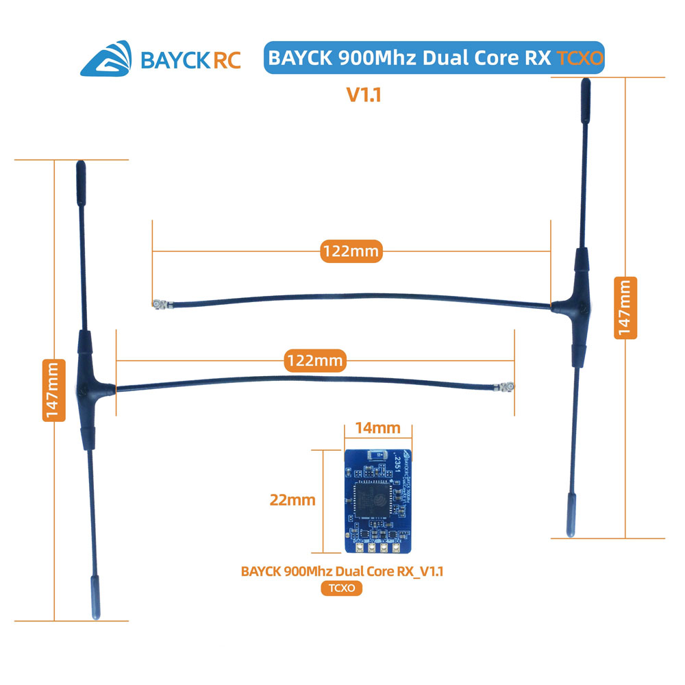 BAYCKRC 915MHz Dual Core RX ELRS 915 Diversity Receiver 