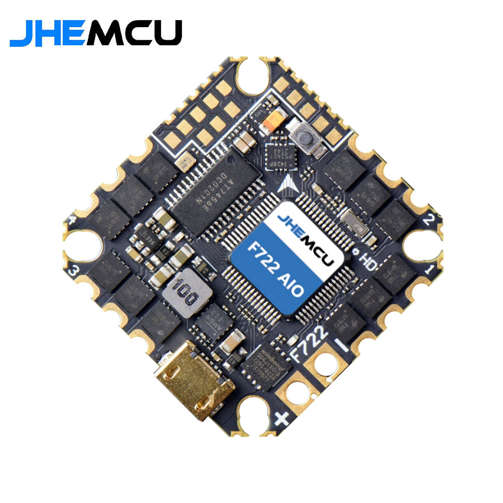 JHEMCU GHF722AIO-HD 40A AIO Flight Controller F722 FC Baro OSD BlackBox 40A 4in1 ESC 2-6S