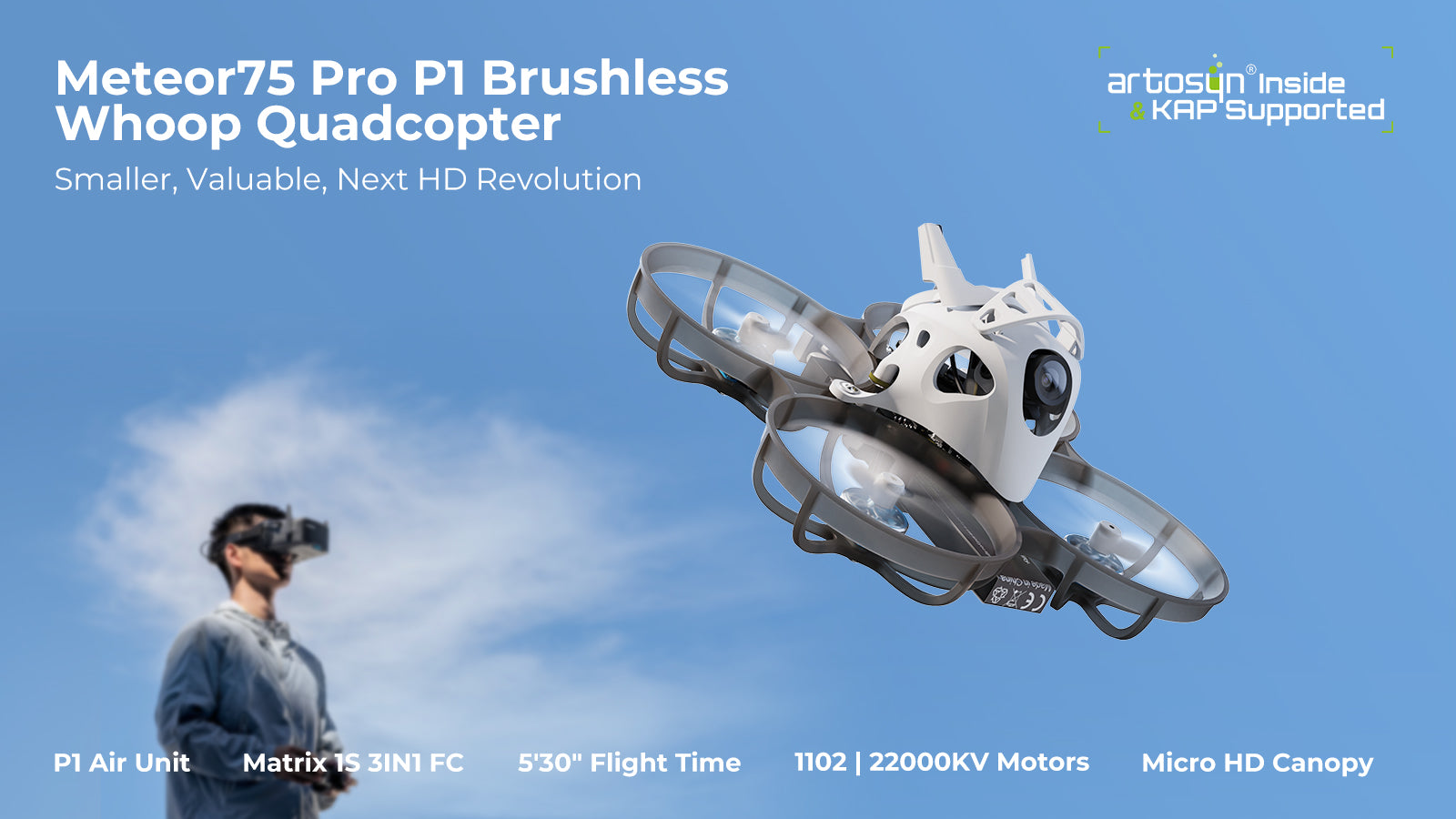 Meteor75 Pro P1 Brushless Whoop Quadcopter - Smaller, Valuable, Next HD Revolution