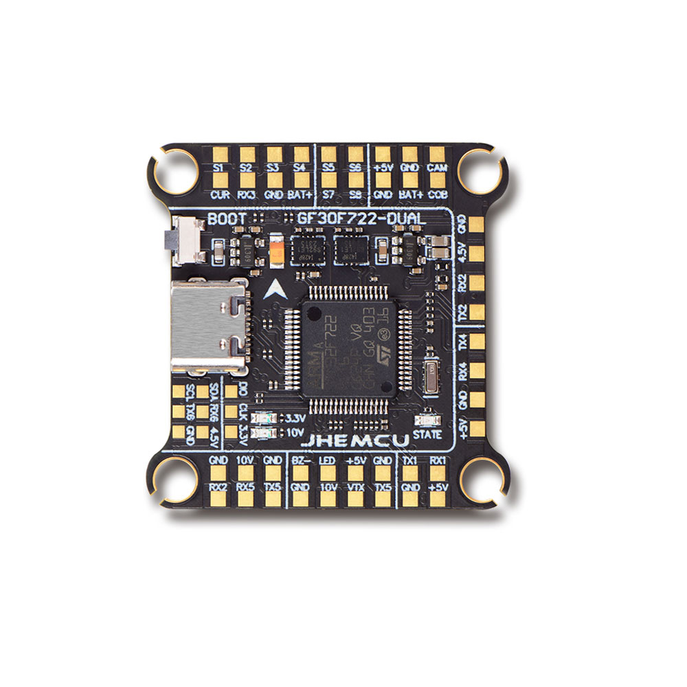 JHEMCU GF30F722-Dual F722 Flight Controller Double BEC Double Gyro 3-6S Lipo 30.5*30.5mm 
