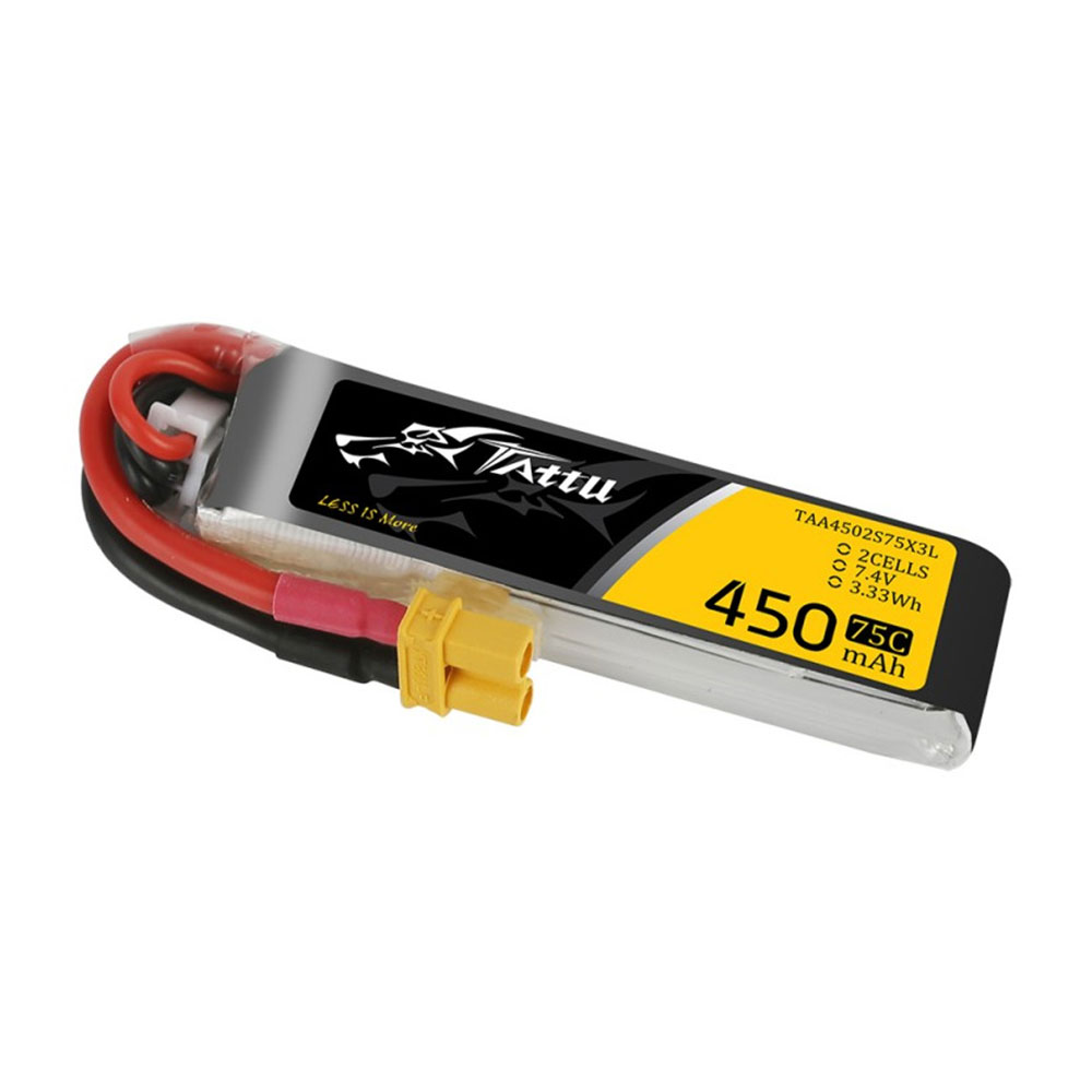TATTU 450mAh 75C 7.4V 2S Lipo Battery With XT30 Plug