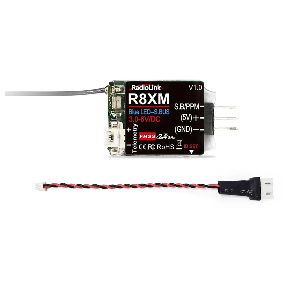 Radiolink 8 Channels Mini Receiver R8XM 2.4GHz Integrated Telemetry Vehicle Voltage 4000 Meters Control & Telemetry Distance-HPXGRC