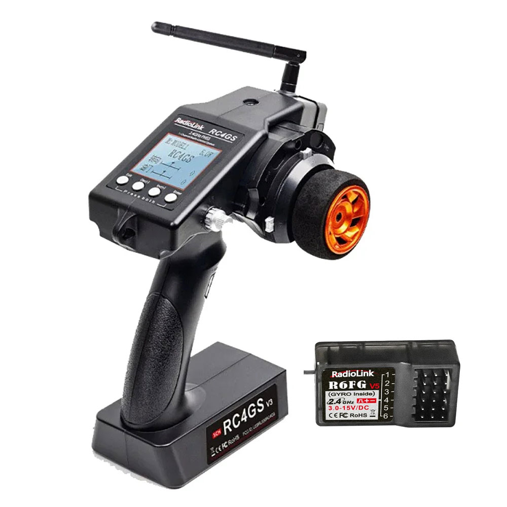 RadioLink RC4GS V3 2.4G 4CH 400M Distance Remote Controller Transmitter & R6FG Gyro Inside Receiver for RC Car Boat-HPXGRC