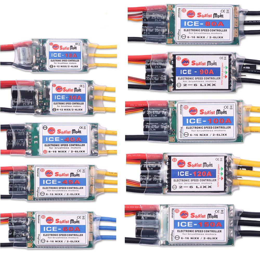 SunriseModel ICE 2-6S Helicopter Airplane Brushless ESC with BEC Output 18A 30A 40A 45A 60A 90A 100A 120A 150A-HPXGRC
