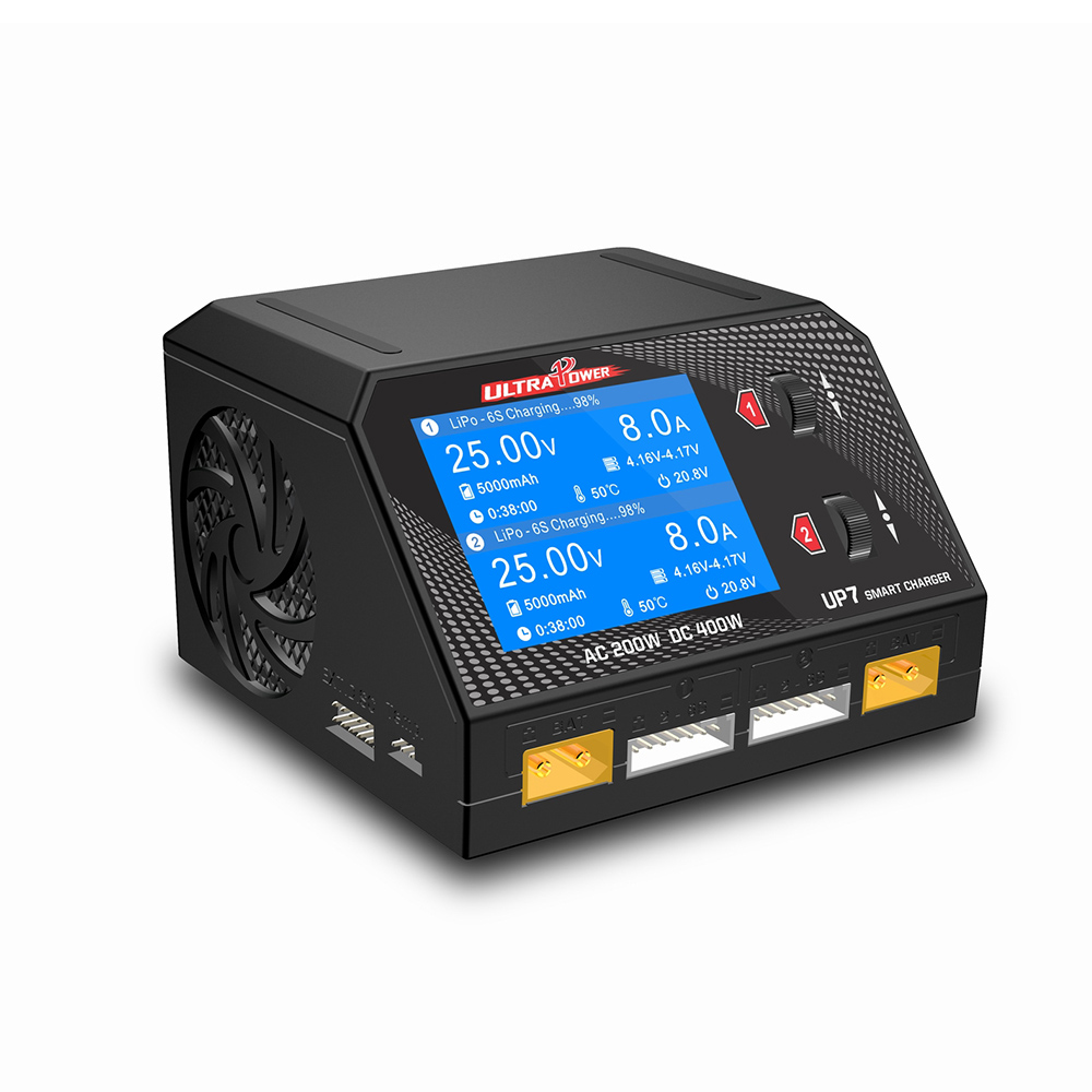 ULTRA POWER UP7 400W 10A Battery Charger Dual Channel AC 200W / DC 2x200W Smart Balance Charger Discharger-HPXGRC