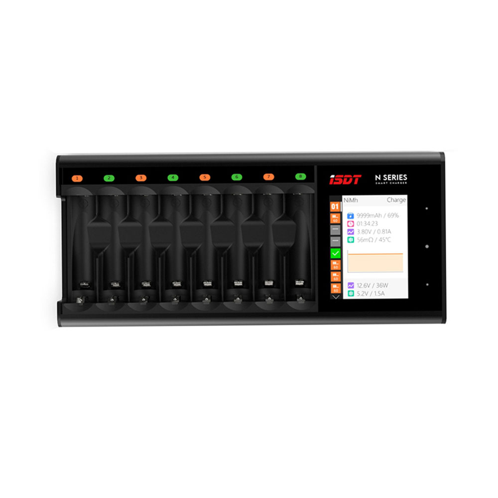 ISDT N8 8-Slot Smart Household Charger,Fast Charger for AA AAA Rechargeable Batteries