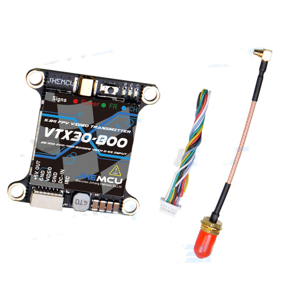 JHEMCU VTX30-800 5.8G 40CH PitMode 25mW 100mW 200mW 400mW 800mW Adjustable VTX 2-6S 30X30mm