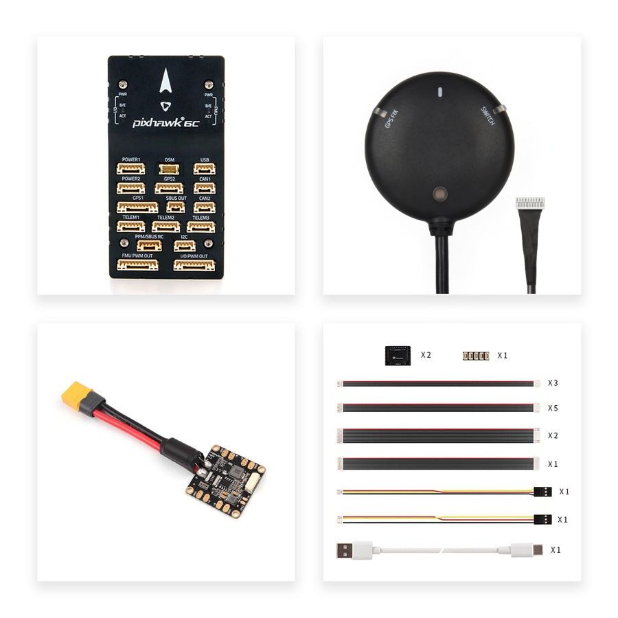 Holybro Pixhawk 6C Autopilot Flight Controller Baseboard (Aluminum/Plastic Case)PM02/PM06/PM07 Power Module M9N/M10 GPS for Drone