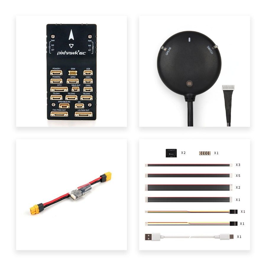 Holybro Pixhawk 6C Autopilot Flight Controller Baseboard (Aluminum/Plastic Case)PM02/PM06/PM07 Power Module M9N/M10 GPS for Drone