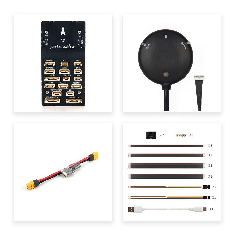 Holybro Pixhawk 6C Autopilot Flight Controller Baseboard (Aluminum/Plastic Case)PM02/PM06/PM07 Power Module M9N/M10 GPS for Drone