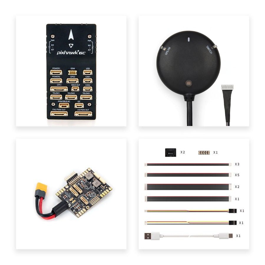 Holybro Pixhawk 6C Autopilot Flight Controller Baseboard (Aluminum/Plastic Case)PM02/PM06/PM07 Power Module M9N/M10 GPS for Drone