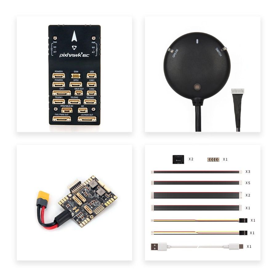 Holybro Pixhawk 6C Autopilot Flight Controller Baseboard (Aluminum/Plastic Case)PM02/PM06/PM07 Power Module M9N/M10 GPS for Drone