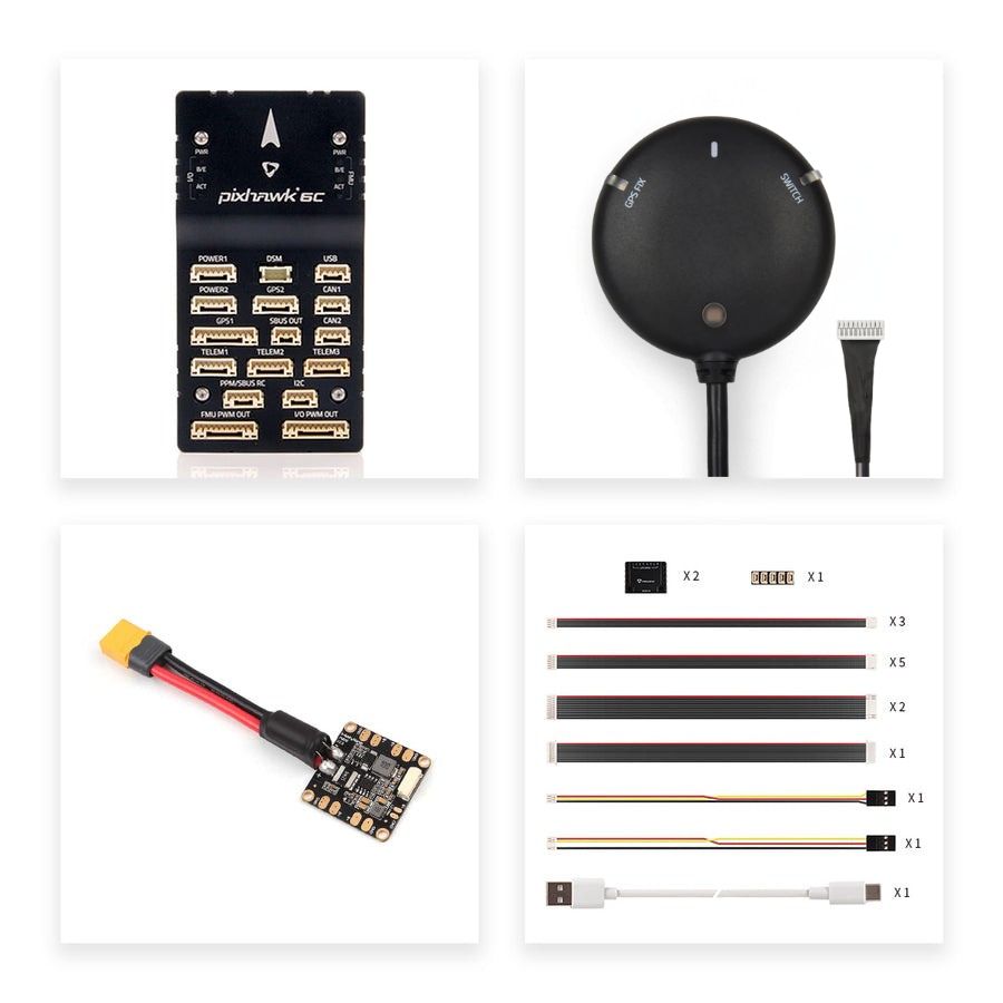 Holybro Pixhawk 6C Autopilot Flight Controller Baseboard (Aluminum/Plastic Case)PM02/PM06/PM07 Power Module M9N/M10 GPS for Drone
