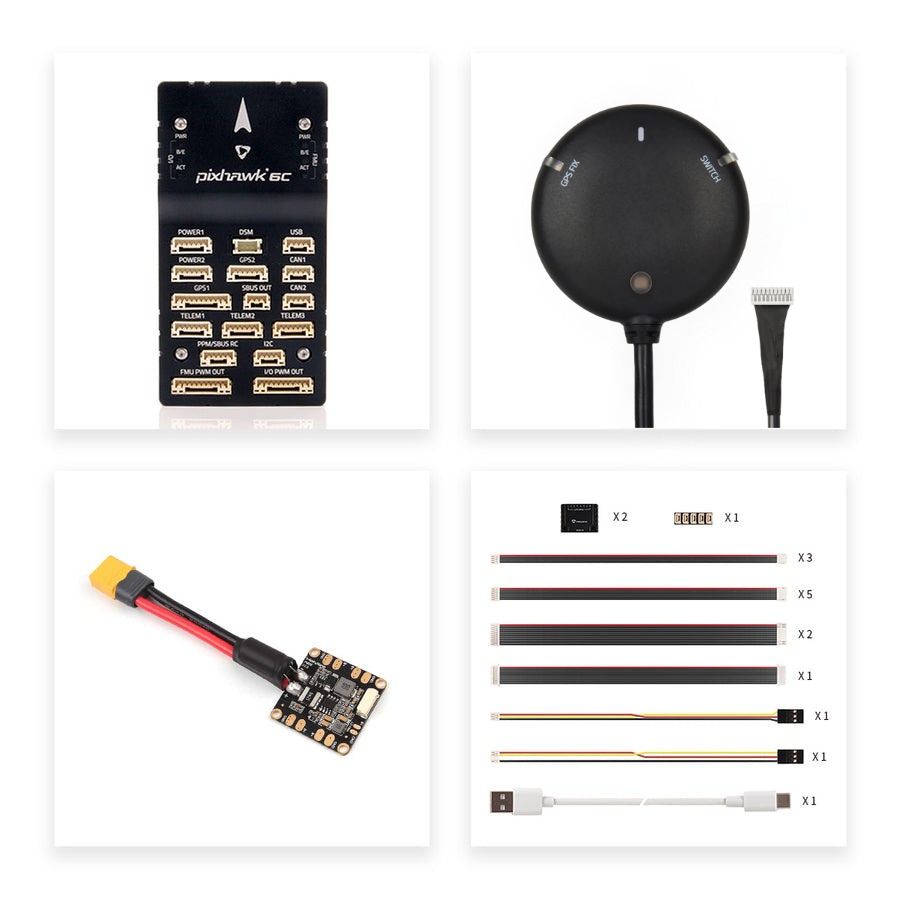 Holybro Pixhawk 6C Autopilot Flight Controller Baseboard (Aluminum/Plastic Case)PM02/PM06/PM07 Power Module M9N/M10 GPS for Drone