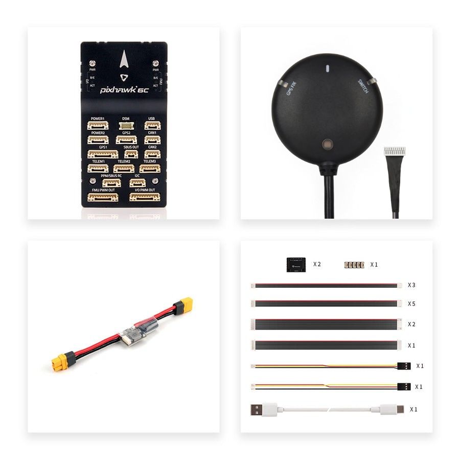 Holybro Pixhawk 6C Autopilot Flight Controller Baseboard (Aluminum/Plastic Case)PM02/PM06/PM07 Power Module M9N/M10 GPS for Drone