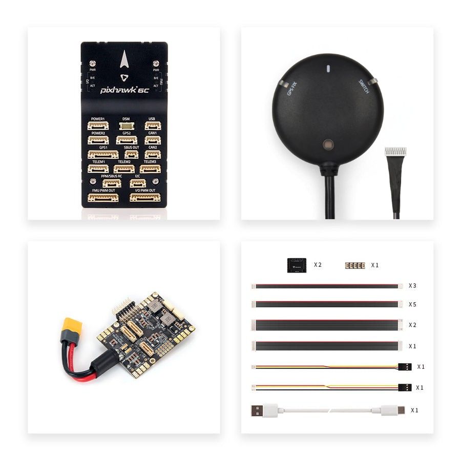 Holybro Pixhawk 6C Autopilot Flight Controller Baseboard (Aluminum/Plastic Case)PM02/PM06/PM07 Power Module M9N/M10 GPS for Drone