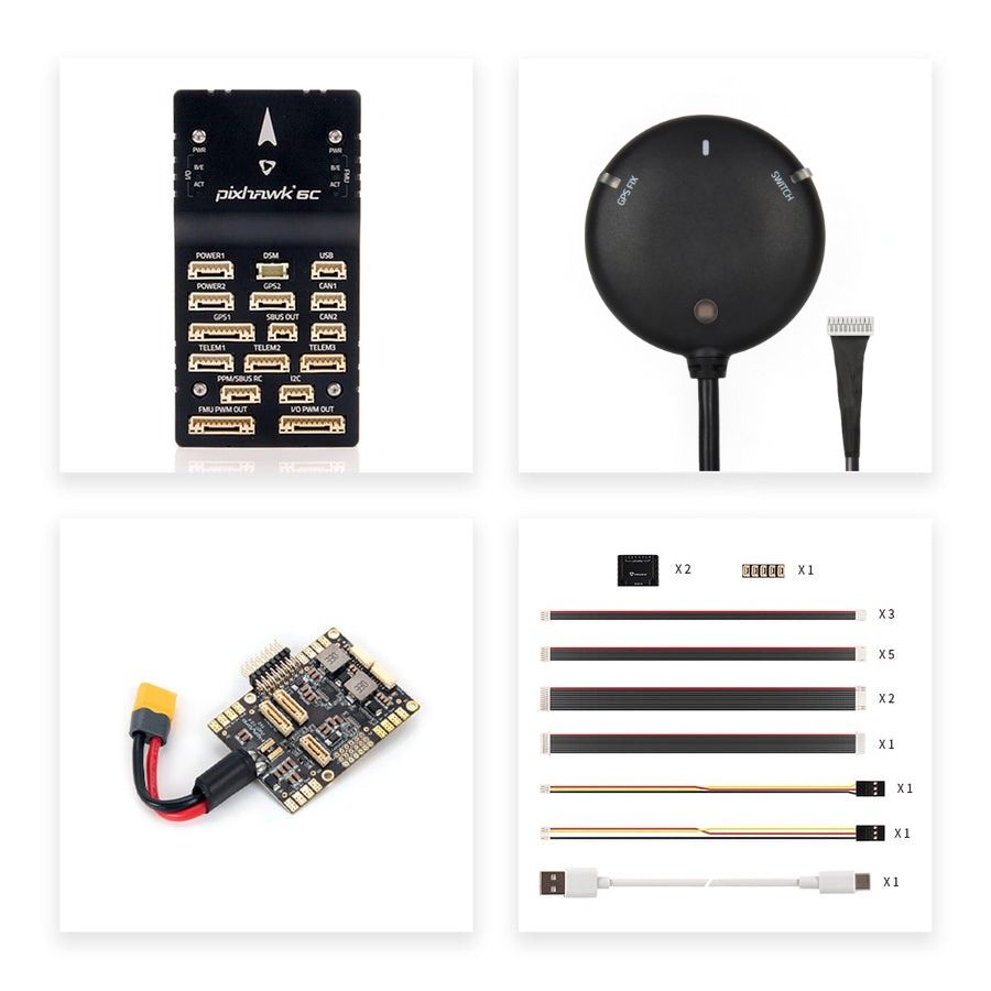 Holybro Pixhawk 6C Autopilot Flight Controller Baseboard (Aluminum/Plastic Case)PM02/PM06/PM07 Power Module M9N/M10 GPS for Drone
