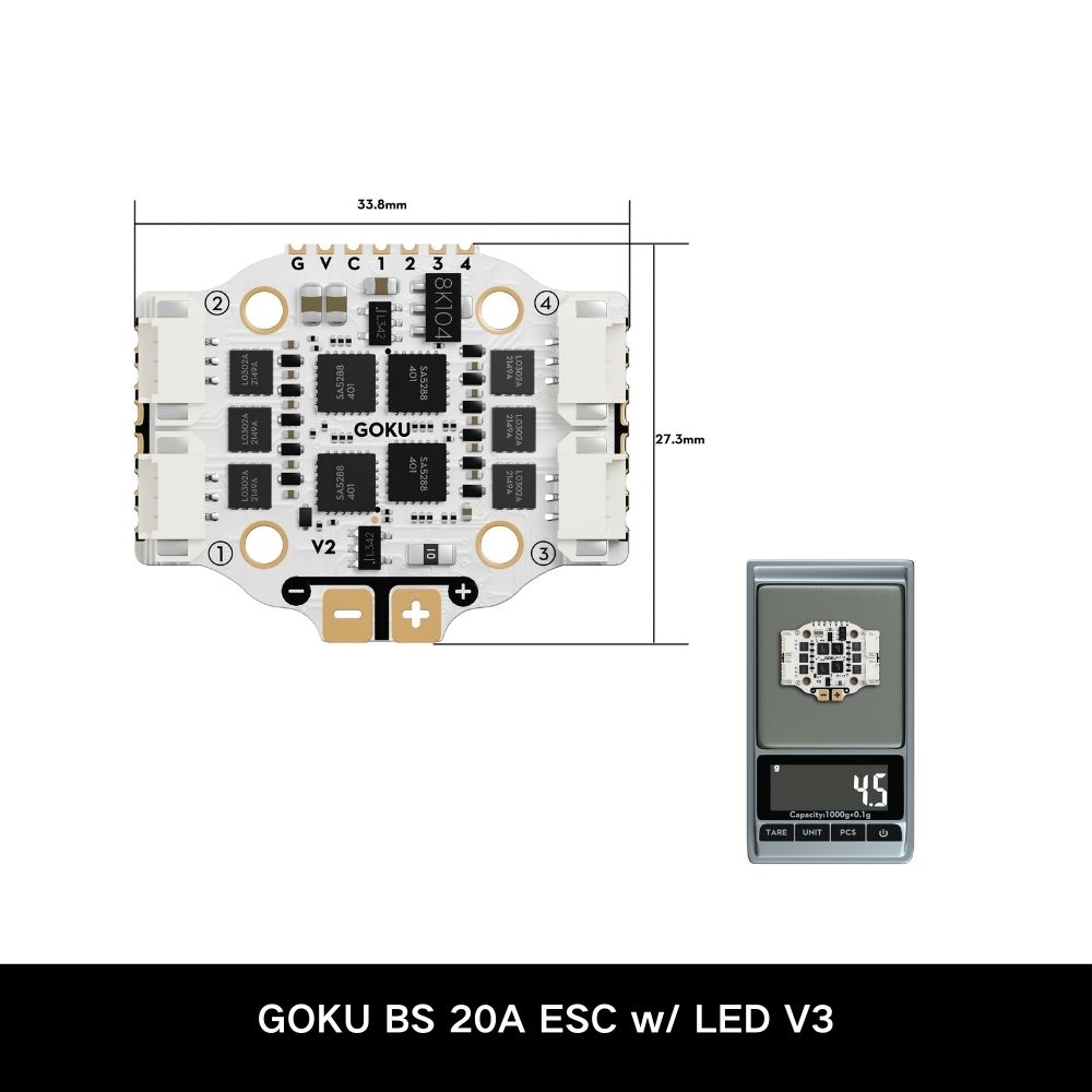 Flywoo GOKU GN405 Nano HD FC V3 with ELRS 16x16 20/35A/20A 6-IN-1 ESC with LED Compact Flight Controller-HPXGRC