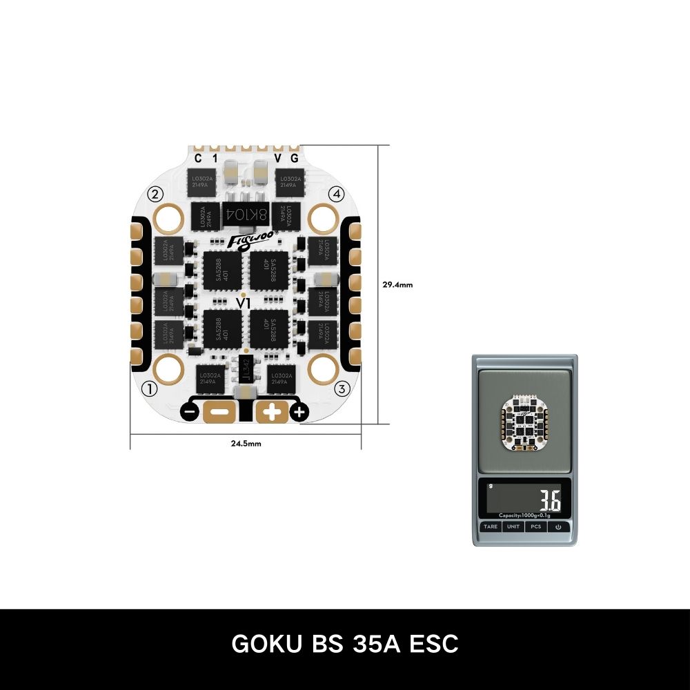 Flywoo GOKU GN405 Nano HD FC V3 with ELRS 16x16 20/35A/20A 6-IN-1 ESC with LED Compact Flight Controller-HPXGRC
