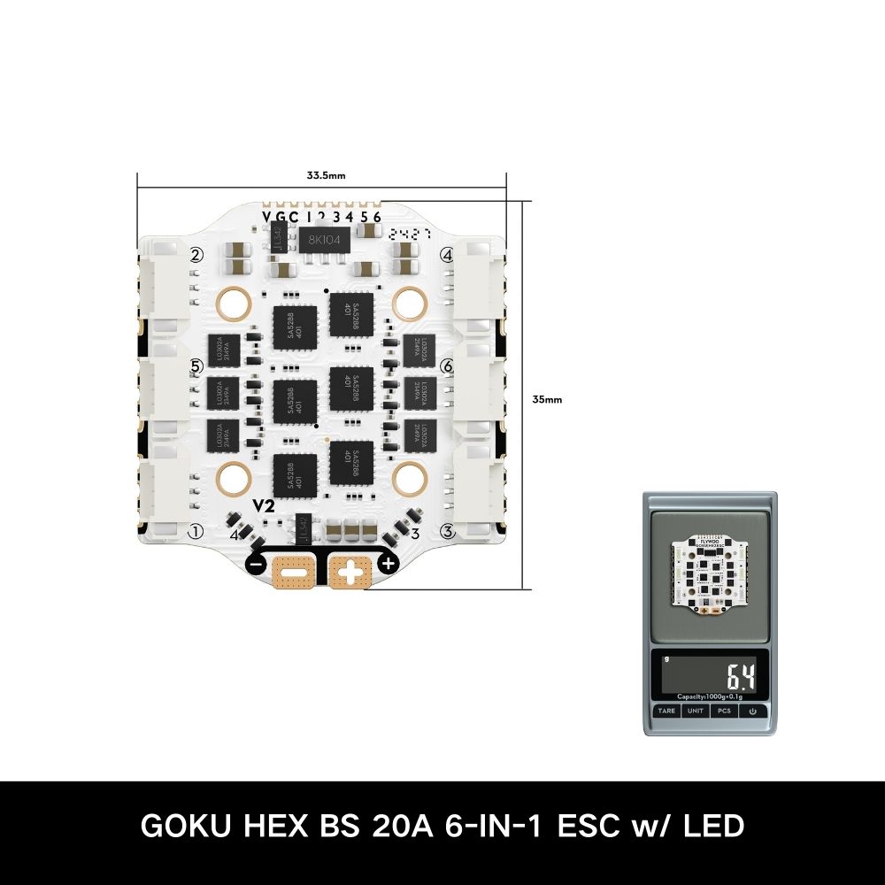 Flywoo GOKU GN405 Nano HD FC V3 with ELRS 16x16 20/35A/20A 6-IN-1 ESC with LED Compact Flight Controller-HPXGRC