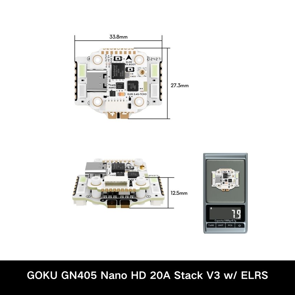 Flywoo GOKU GN405 Nano HD FC V3 with ELRS 16x16 20/35A/20A 6-IN-1 ESC with LED Compact Flight Controller-HPXGRC