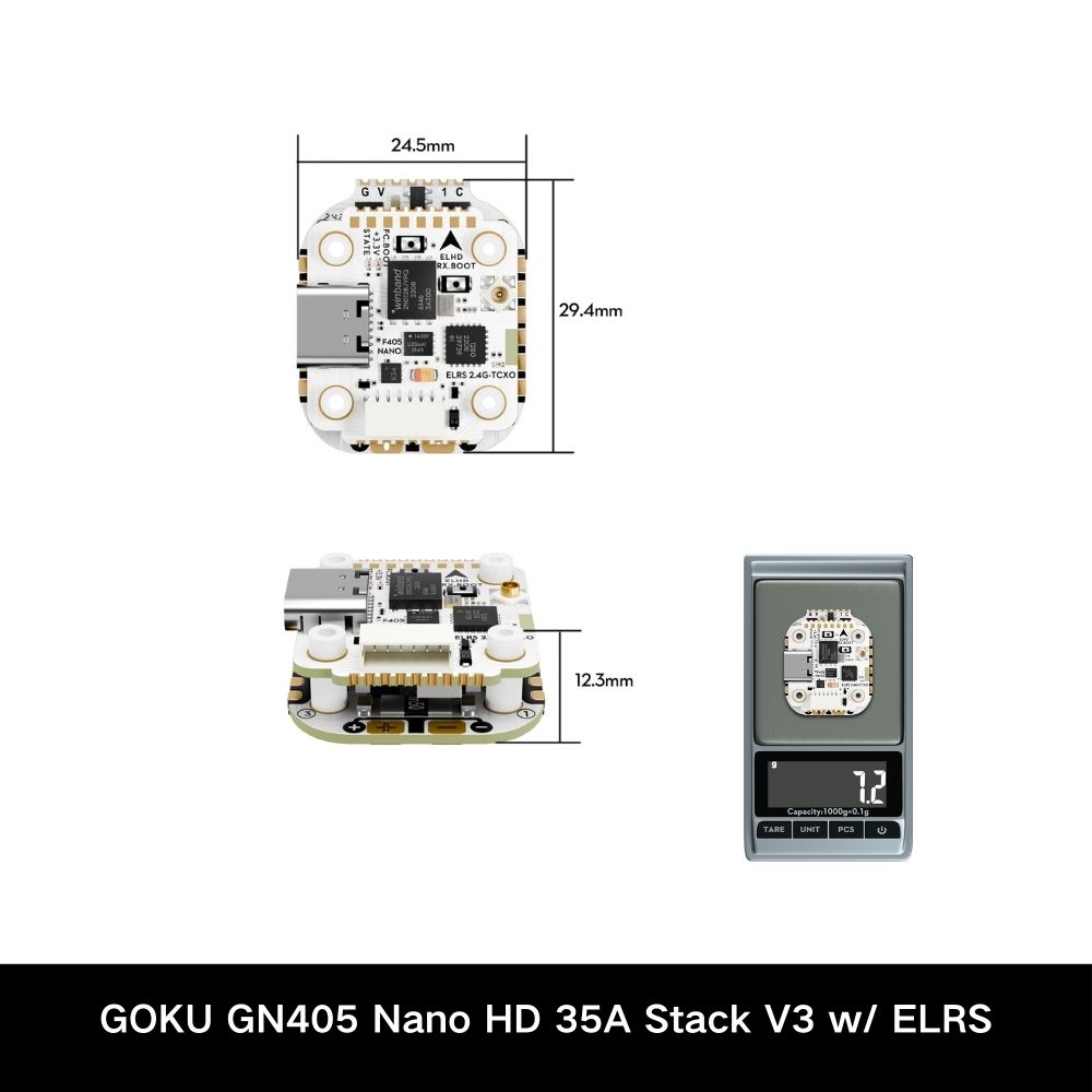 Flywoo GOKU GN405 Nano HD FC V3 with ELRS 16x16 20/35A/20A 6-IN-1 ESC with LED Compact Flight Controller-HPXGRC