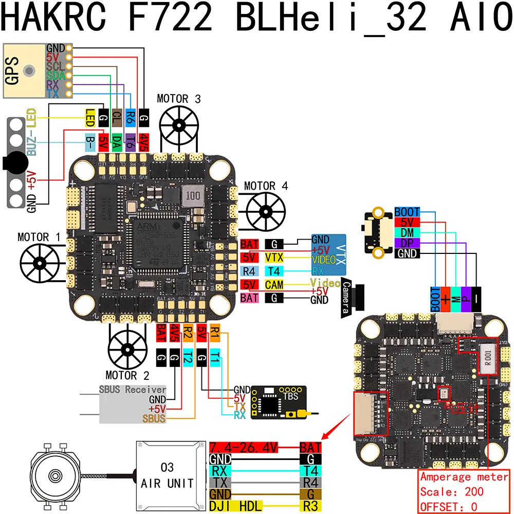 HAKRC F722 BLHeli_32 45A AIO