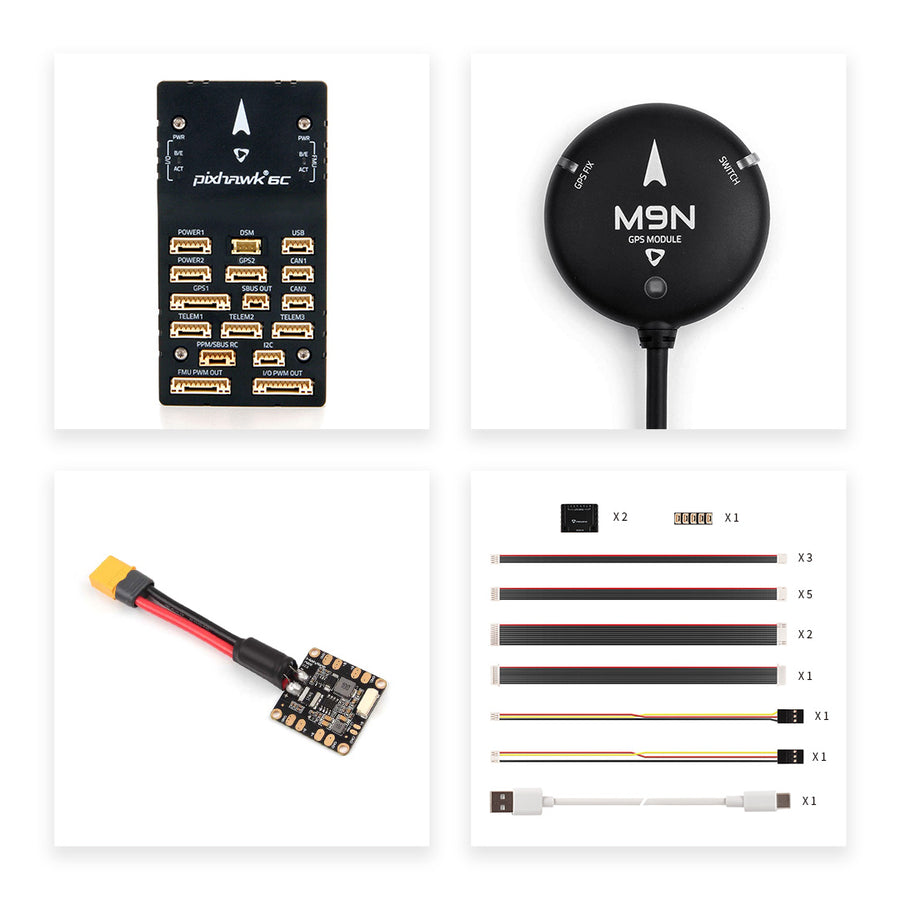 Holybro Pixhawk 6C Autopilot Flight Controller Baseboard (Aluminum/Plastic Case)PM02/PM06/PM07 Power Module M9N/M10 GPS for FPV-HPXGRC