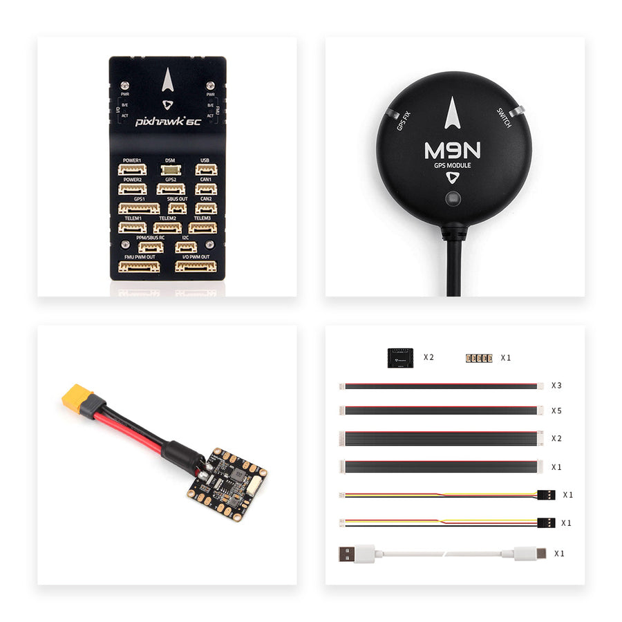 Holybro Pixhawk 6C Autopilot Flight Controller Baseboard (Aluminum/Plastic Case)PM02/PM06/PM07 Power Module M9N/M10 GPS for FPV-HPXGRC