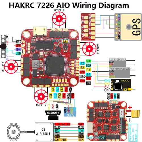 HAKRC F722 FC Built-in 40A BLHELI_ S 2-6S AIO ESC
