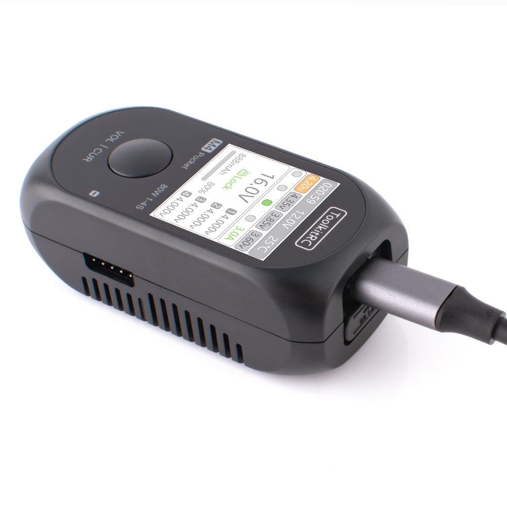 ToolkitRC M4 Pocket 80W 5A MINI Smart Charger XT30 XT60 Input USB-C Input/Output Charger W/ IPS Bright Clear Wide Angle Display-HPXGRC