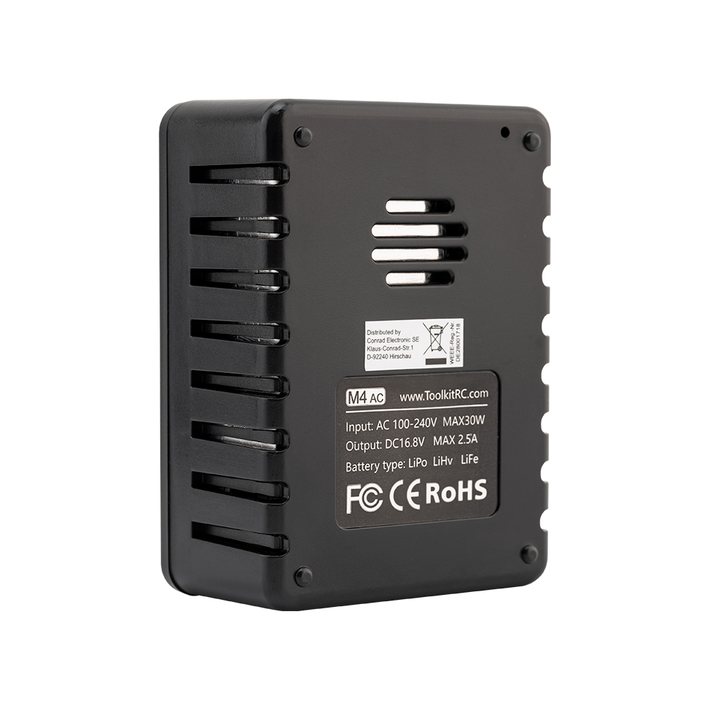 ToolkitRC M4AC 30W LiPO LiFE LiHV Compact AC Charger 1-4S  XT60 Interface 