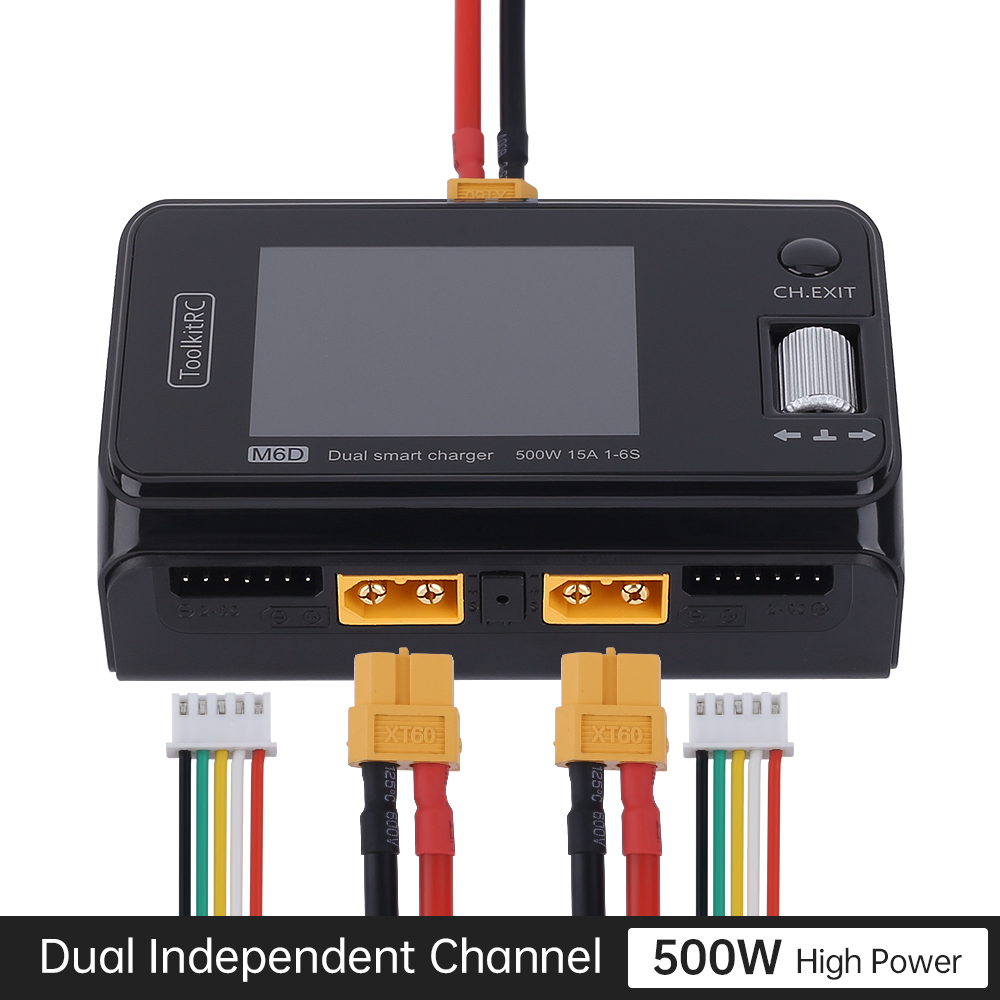 ToolkitRC M6D 500W 15A DC Dual Channel MINI Smart Charger Discharger 