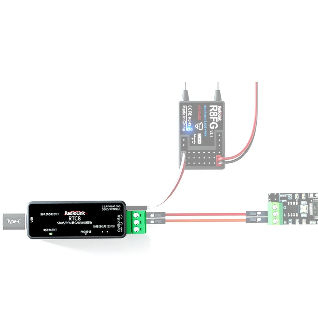 Radiolink RTC8 SBUS/PPM to CAN Protocol Module Dual Signal Input APP Parameter Customization Suitable for Smart Cars/DJI Gimbal-HPXGRC