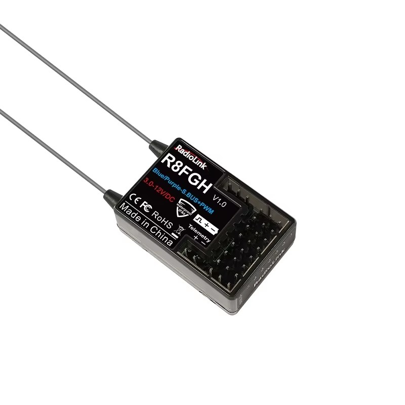 Radiolink R8FGH Gyro Receiver 2.4G 8 Channels Telemetry Vehicle Voltage Up to 14S 58.8V for RC Car Boat Mower Machine Robot-HPXGRC
