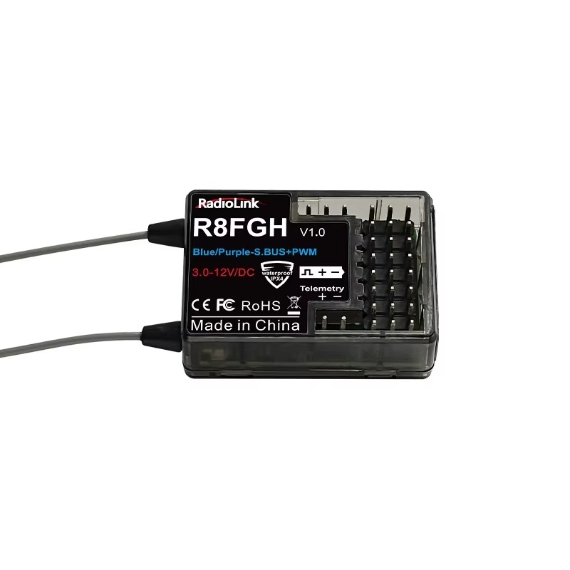 Radiolink R8FGH Gyro Receiver 2.4G 8 Channels Telemetry Vehicle Voltage Up to 14S 58.8V for RC Car Boat Mower Machine Robot-HPXGRC