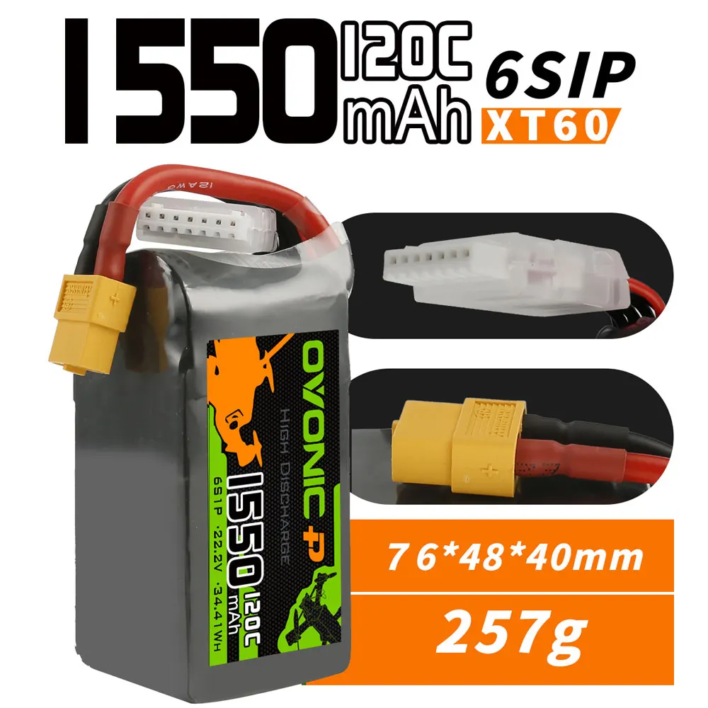 OVONIC 4S 6S Lipo Battery 1050mAh  1300mAh 1550mAh 1300mAh 1550mAh 2200mAh LiPo Battery Pack For FPV Helicopter Drone Boat Airplane-HPXGRC