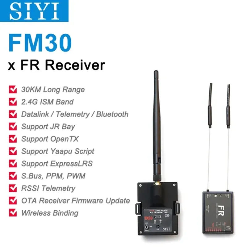  SIYI FM30 Long Range Radio Module Transmitter Datalink Telemetry Bluetooth Mini Receiver OpenTX ExpressLRS 2.4G 30KM RC Plane-HPXGRC