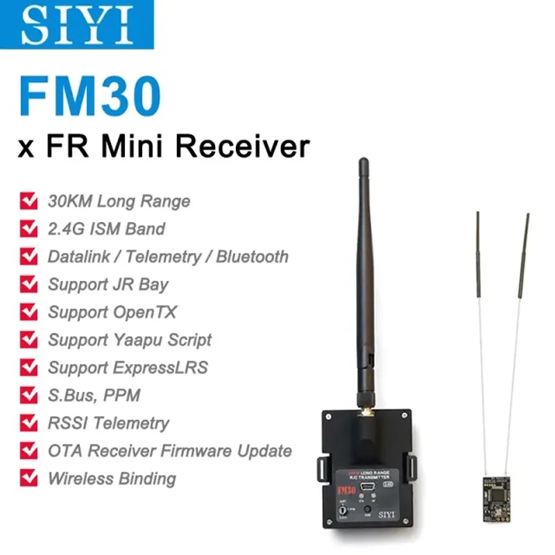  SIYI FM30 Long Range Radio Module Transmitter Datalink Telemetry Bluetooth Mini Receiver OpenTX ExpressLRS 2.4G 30KM RC Plane-HPXGRC