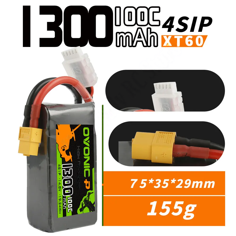 OVONIC 4S 6S Lipo Battery 1050mAh  1300mAh 1550mAh 1300mAh 1550mAh 2200mAh LiPo Battery Pack For FPV Helicopter Drone Boat Airplane-HPXGRC