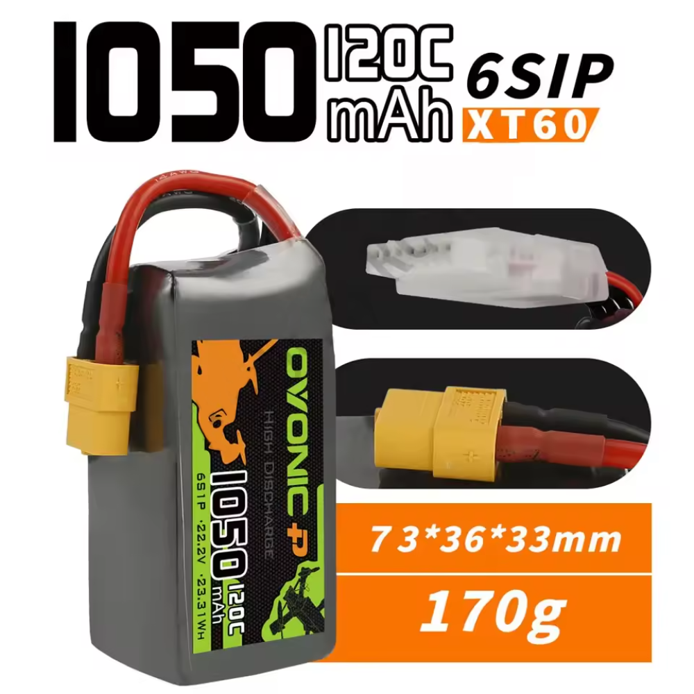 OVONIC 4S 6S Lipo Battery 1050mAh  1300mAh 1550mAh 1300mAh 1550mAh 2200mAh LiPo Battery Pack For FPV Helicopter Drone Boat Airplane-HPXGRC