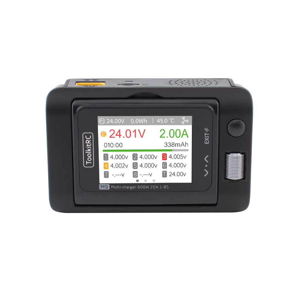 ToolkitRC M9 600W high-power charger multi-angle IPS screen + dual USB fast charging, fully compatible with 2-8S devices-HPXGRC