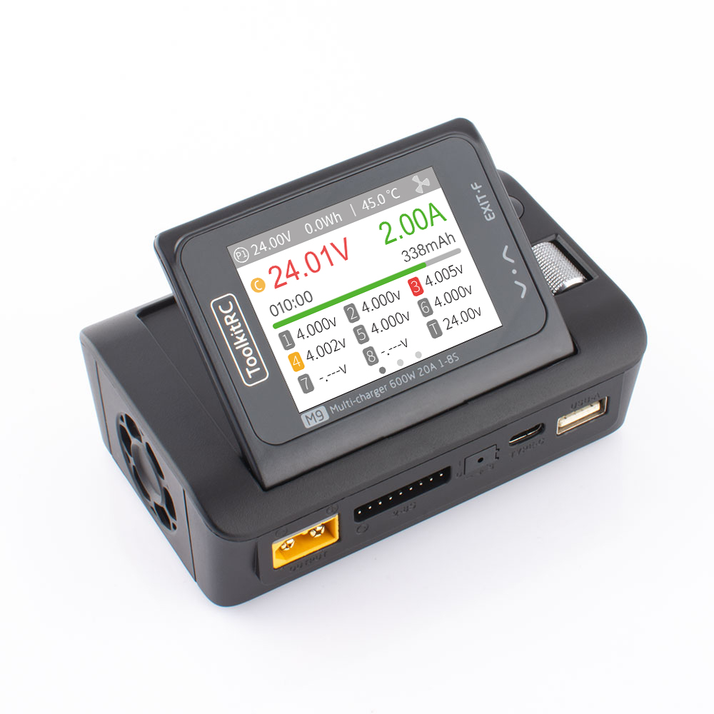 ToolkitRC M9 600W high-power charger multi-angle IPS screen + dual USB fast charging, fully compatible with 2-8S devices-HPXGRC