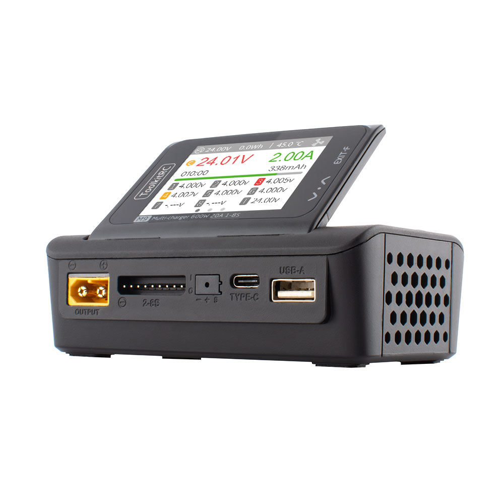 ToolkitRC M9 600W high-power charger multi-angle IPS screen + dual USB fast charging, fully compatible with 2-8S devices-HPXGRC