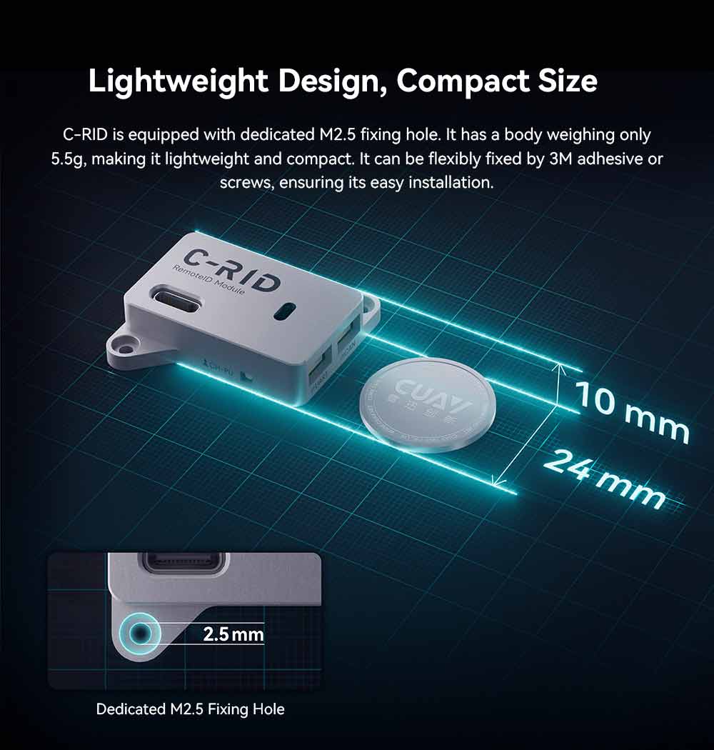 C-RID Remote ID Feature: Lightweight Design Compact Size