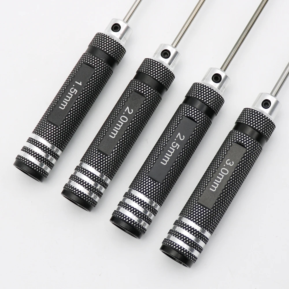 4PCS 1.5/2/2.5/3.0mm Black Hex Drivers Allen Wrench Repair Tool Set for RC Cars