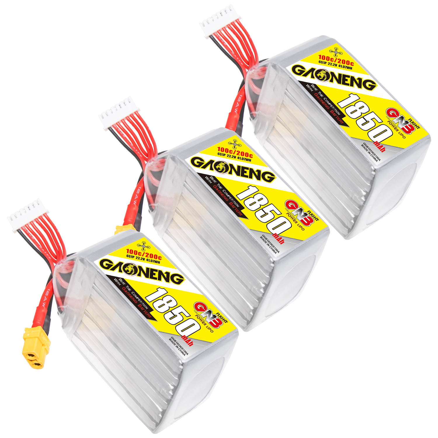 GAONENG GNB 6S 22.2V 1850mAh 100C XT60 RC LiPo Battery FPV Drone Quads-HPXGRC