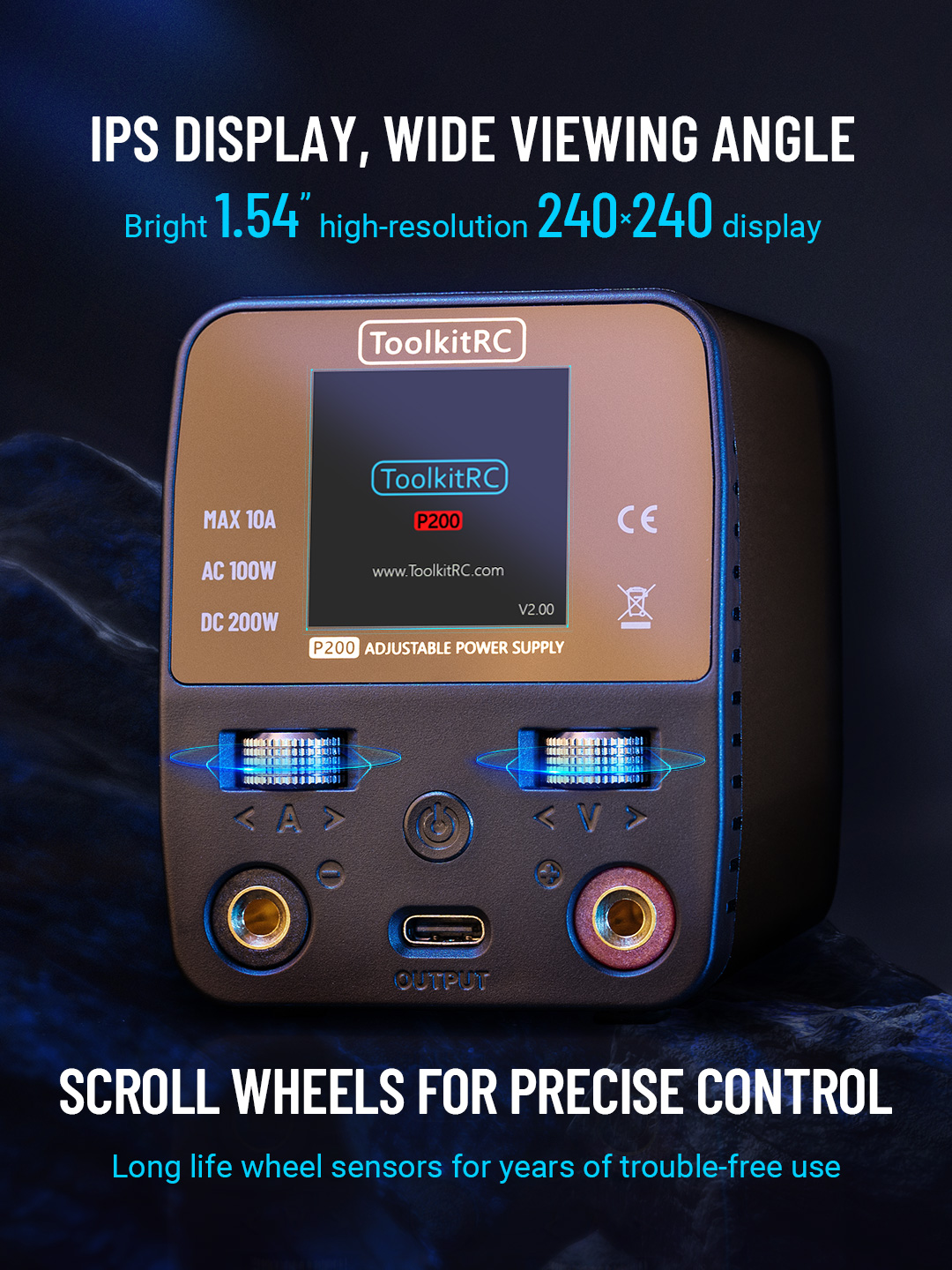 IPS Display, wide viewing angle: Bright 1.54" high-resolution 240&times;240 display Scroll wheels for precise control: Long life wheel sensors for years of trouble-free use