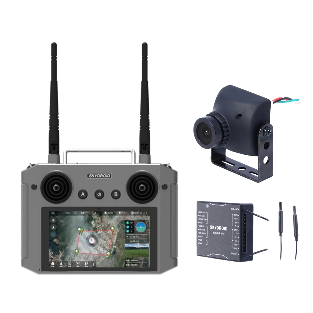 SKYDROID H12 12-Channel 2.4GHz Integrated 1080P Video Remote Control With Rreceiver, PIX Data Cable, and Optional Camera-HPXGRC